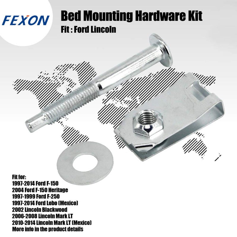 FEXON مجموعة أدوات تثبيت سرير الشاحنة تتكون من 6 براغي، غسالات، وصواميل محبوسة بديلة لسيارات فورد F-150 من 1997-2014 ولينكولن مارك LT من 2006-2008 تحل محل 924-313 W708605-S436 W709424-S901 - Image 3